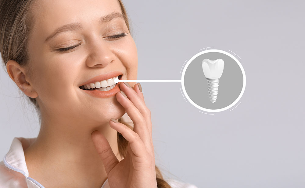 missing tooth and implanted teeth