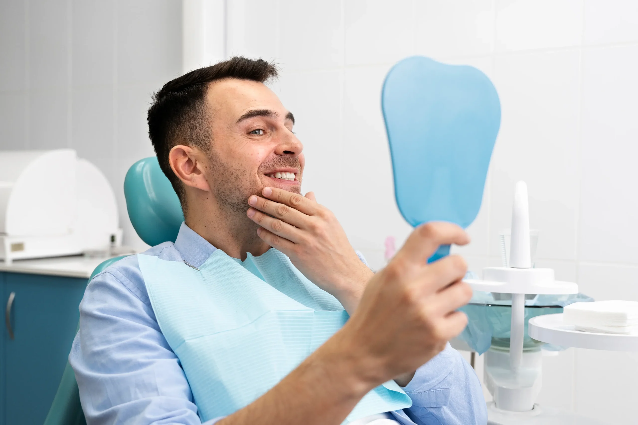 Happy patient at dental clinic in Turkey